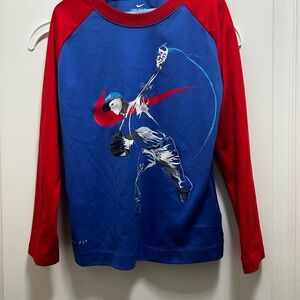 Nike Red and Blue Baseball Graphic Long Sleeve Shirt